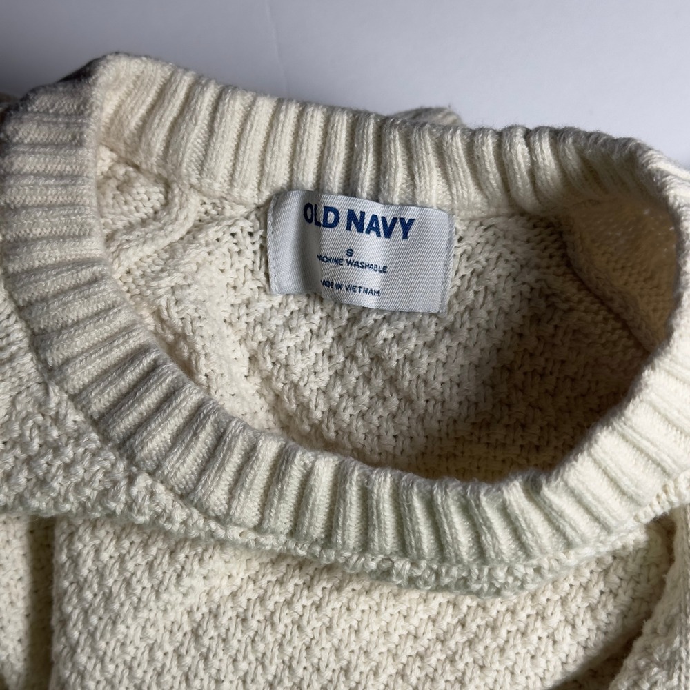 Old Navy Women's Loose Textured Knit Tunic Sweater Cotton Crewneck Cream Size S - Picture 4 of 7